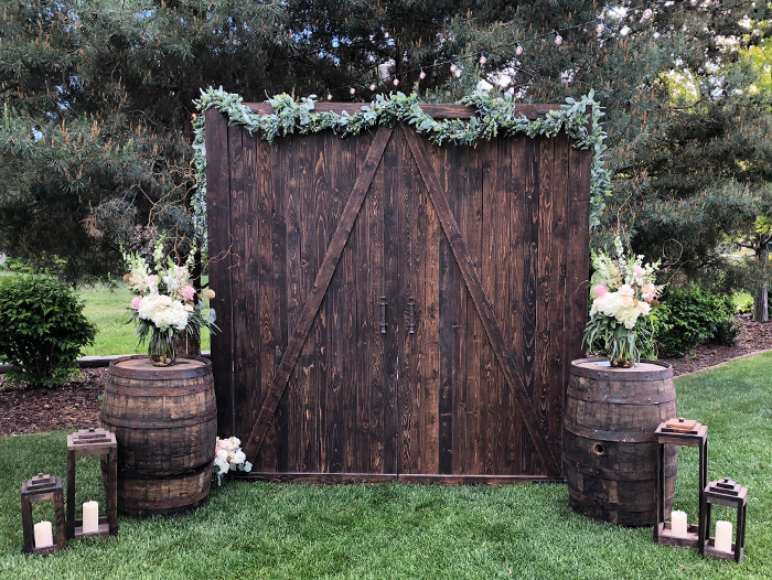 Backdrop - Barn Door (8 x 8 frame with stretch canvas) - Destination Events
