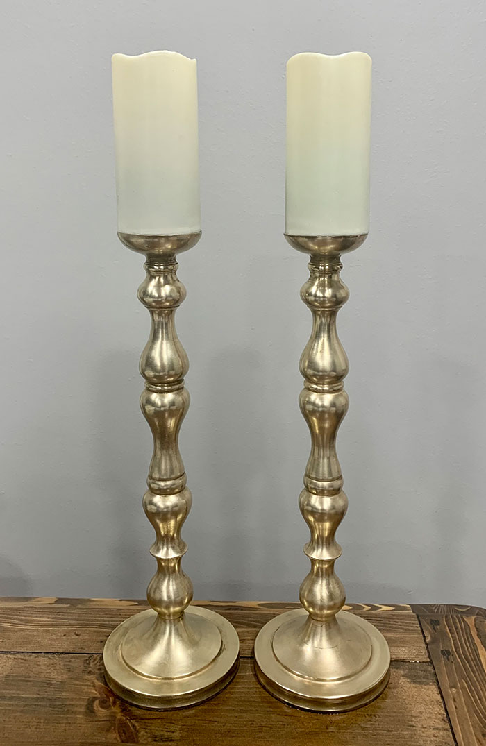 Lara Brass Candlesticks, Set of Two — Los Angeles Event Rentals