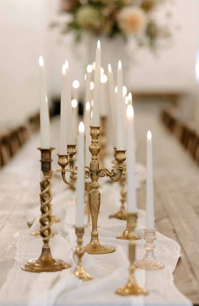 Gold Taper Candle Holders — Wedding & Event Decor Rentals